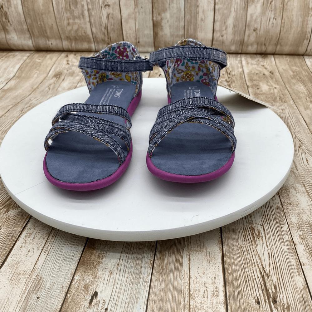 Toms Girls Sandals Chambray Size 4 Vegan